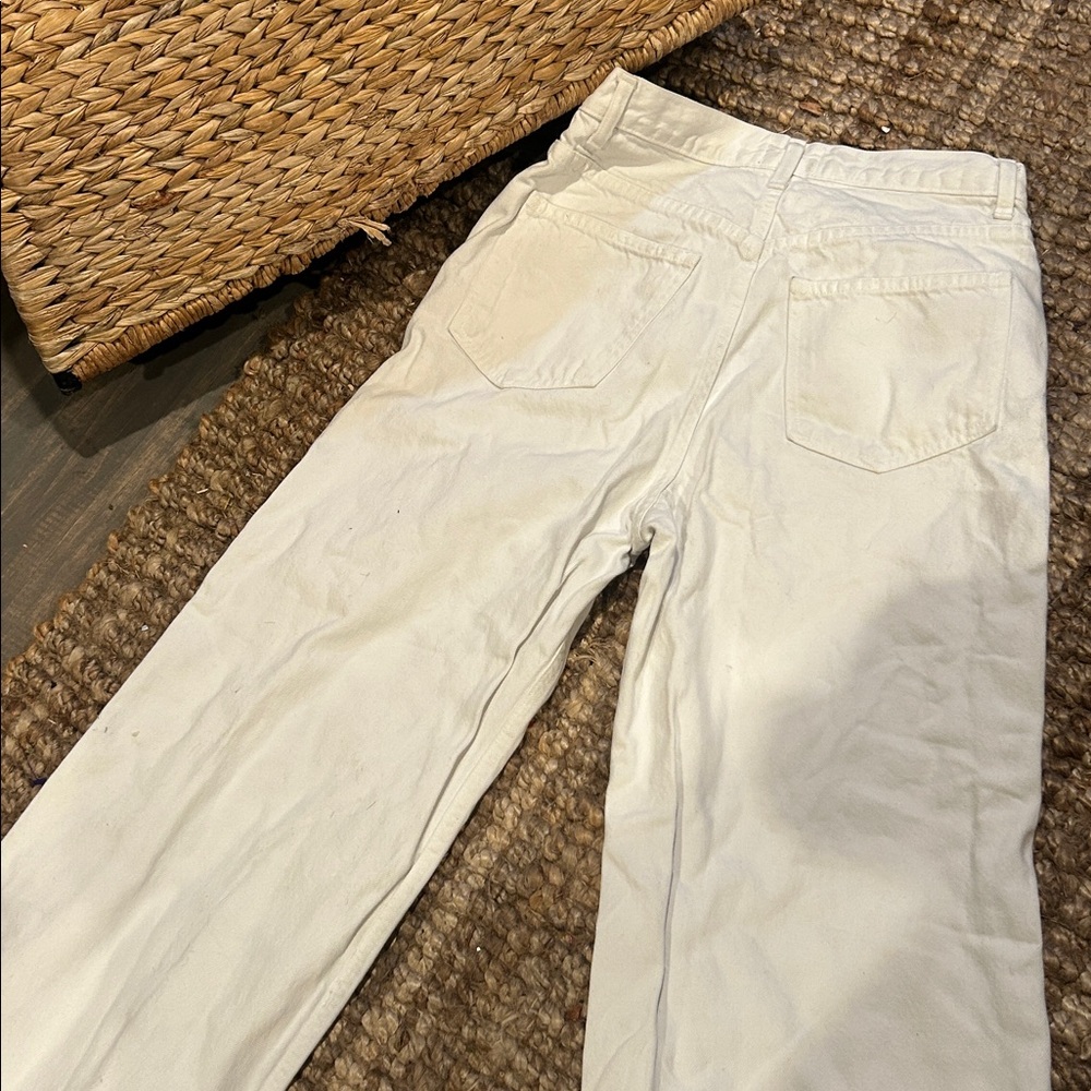 Doen 100% Organic Cotton White Denim Straight Leg Jeans Size 27 - Picture 11 of 14